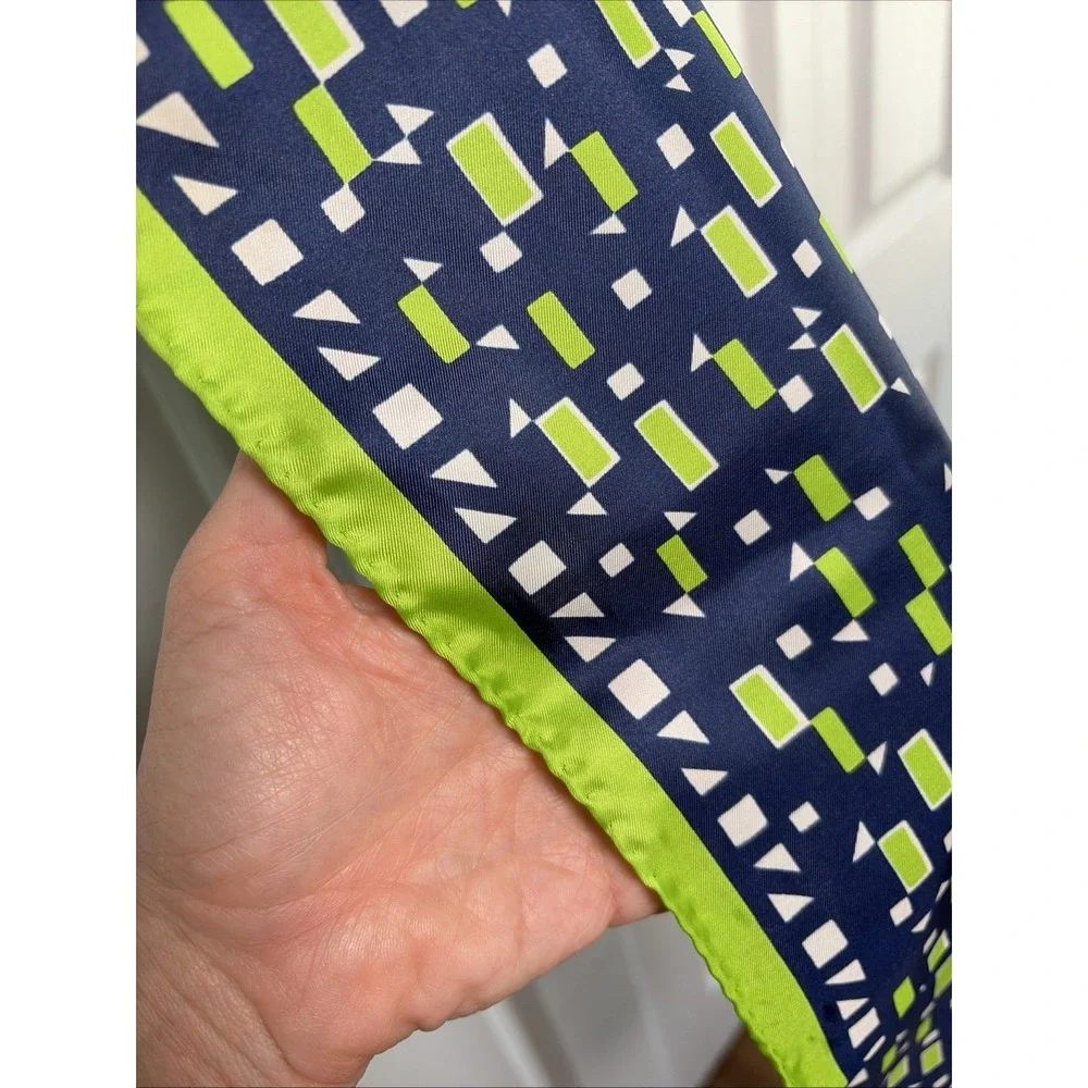 Lady‎ Heritage Geometric Print Scarf Womens Mod Japan Rolled Hem Retro